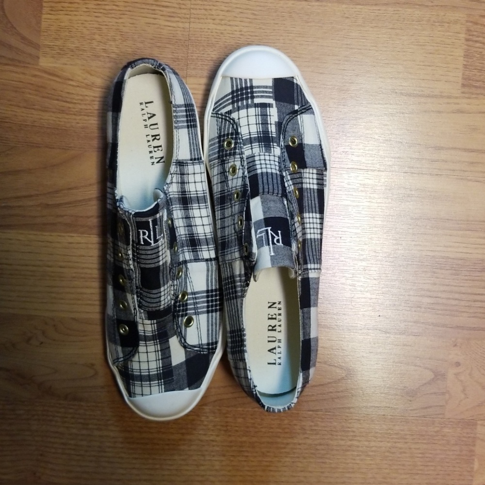 Blue and white plaid Ralph Lauren shoes